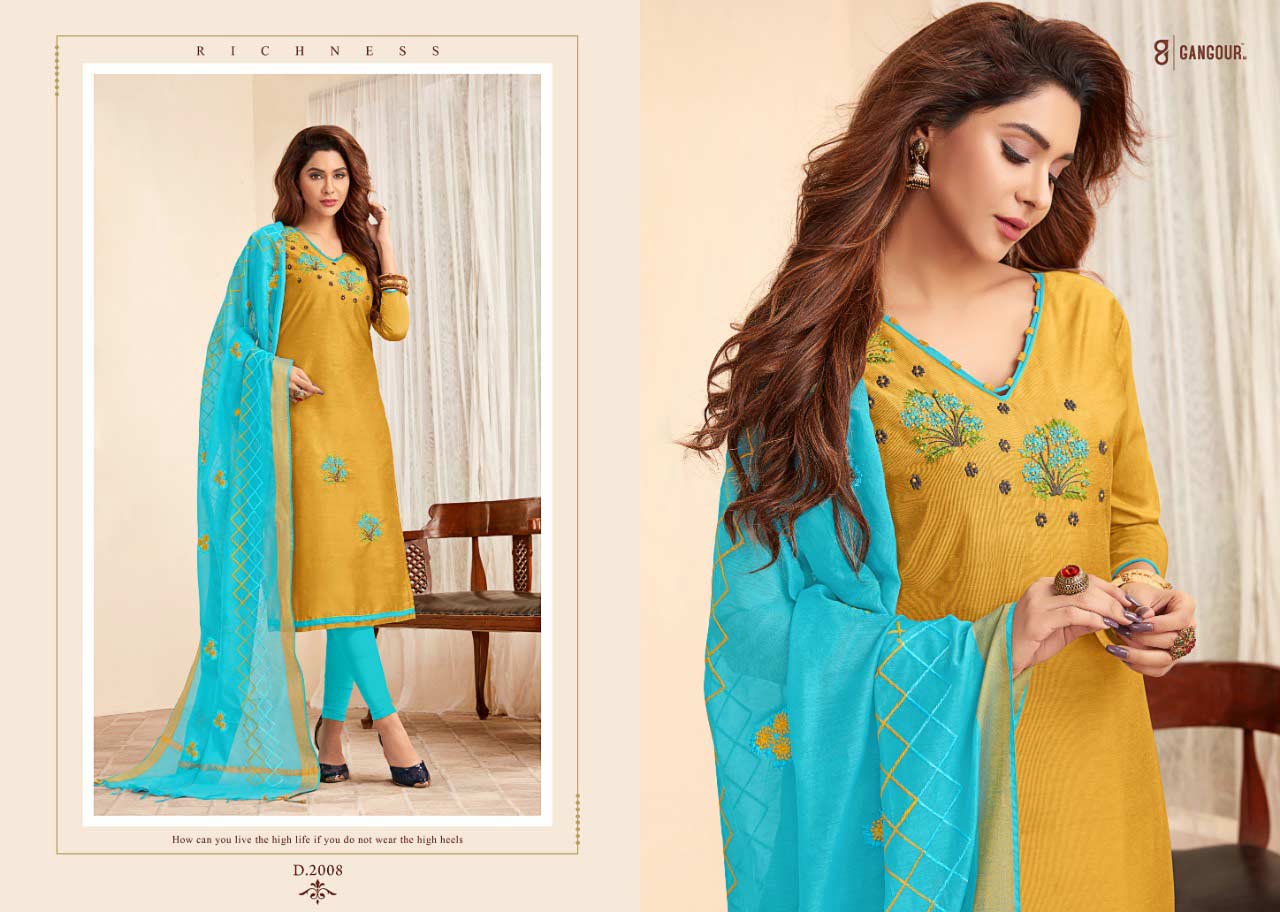 Gangour Blossom Vol 2 Long Slub Casual Wear Suits Gangour Blossom Vol 2 Long Slub Casual Wear Suits